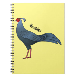 Siamese fireback bird cartoon illustration  notebook