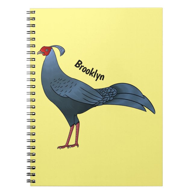 Siamese fireback bird cartoon illustration  notebook (Front)