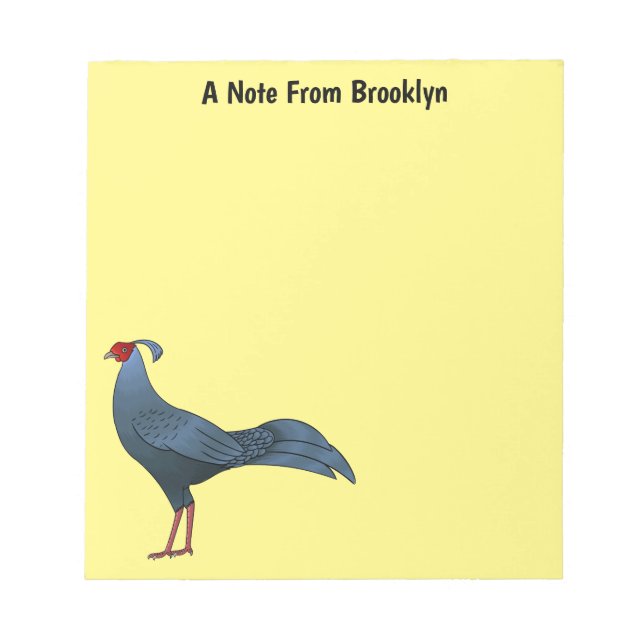 Siamese fireback bird cartoon illustration notepad (Front)