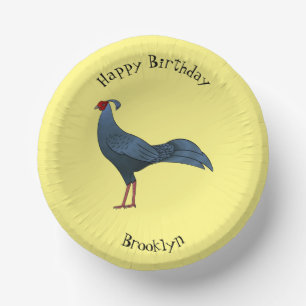 Siamese fireback bird cartoon illustration paper plate