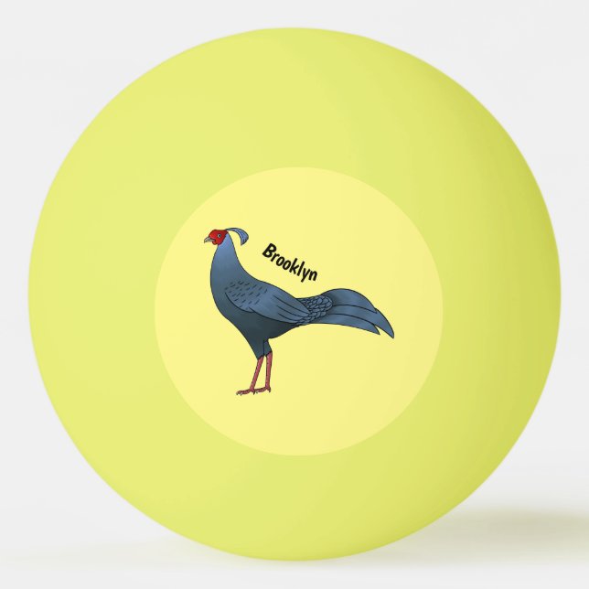 Siamese fireback bird cartoon illustration ping pong ball (Front)