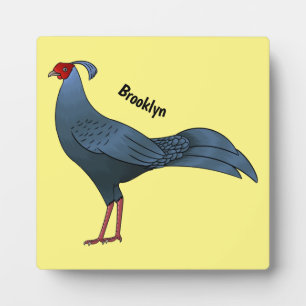 Siamese fireback bird cartoon illustration plaque
