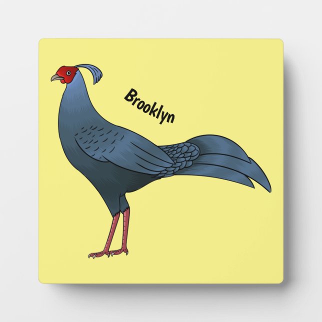 Siamese fireback bird cartoon illustration plaque (Front)