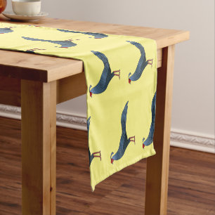 Siamese fireback bird cartoon illustration short table runner