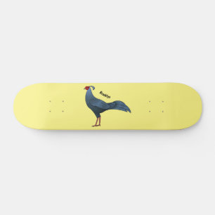 Siamese fireback bird cartoon illustration  skateboard