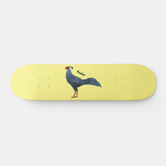 Siamese fireback bird cartoon illustration  skateboard (Horz)