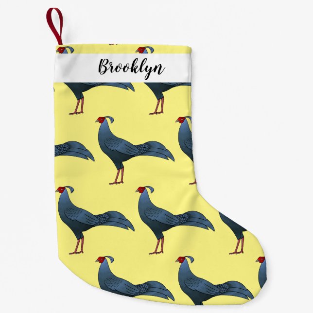 Siamese fireback bird cartoon illustration  small christmas stocking (Front)