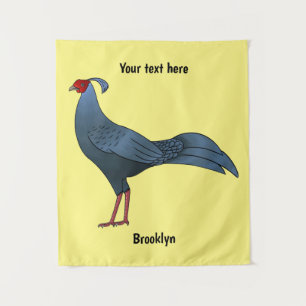 Siamese fireback bird cartoon illustration tapestry