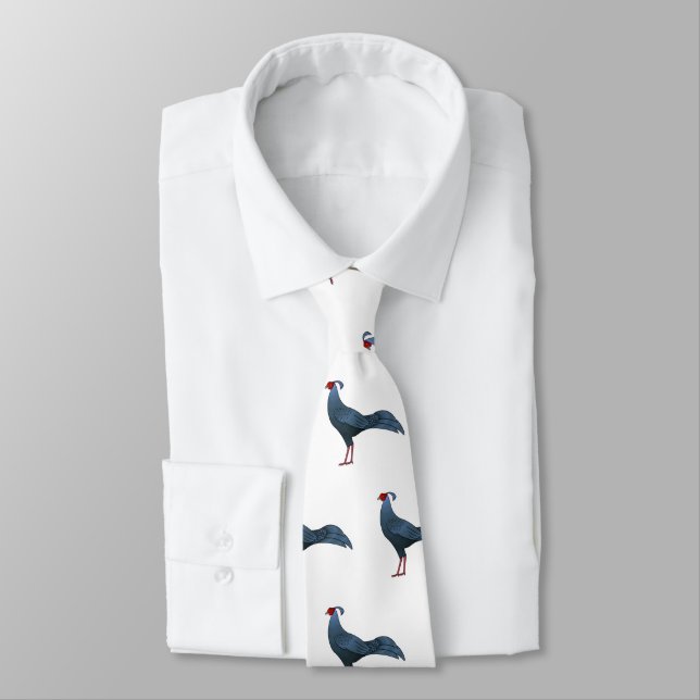 Siamese fireback bird cartoon illustration tie (Tied)