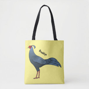 Siamese fireback bird cartoon illustration tote bag
