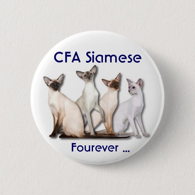 Siamese Forever 6 Cm Round Badge (Front)