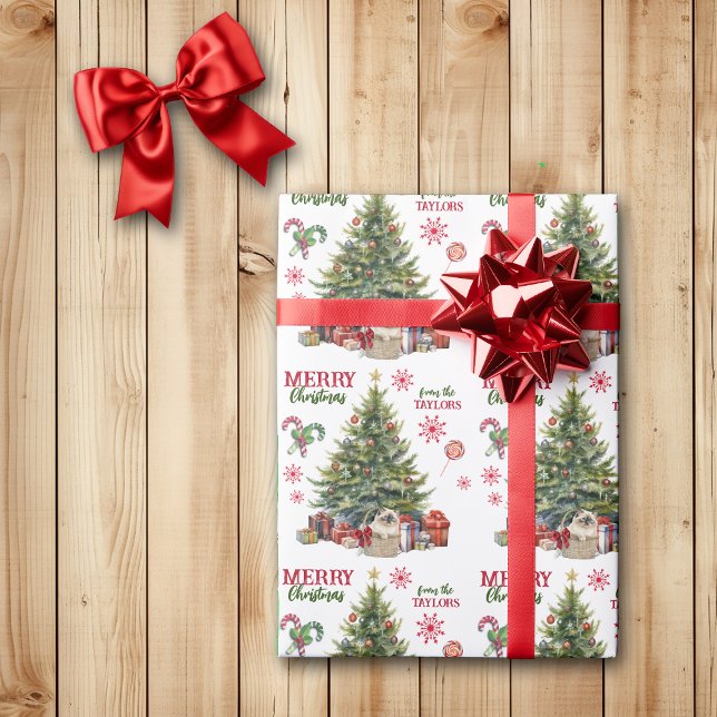 Siamese Kitten Basket Under the Christmas Tree Wrapping Paper (Creator Uploaded)