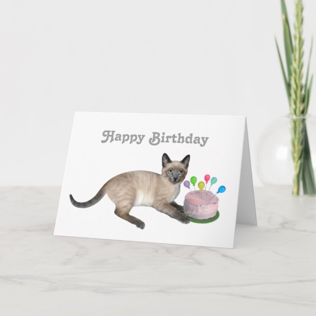 Siamese Kitten Birthday Card (Front)
