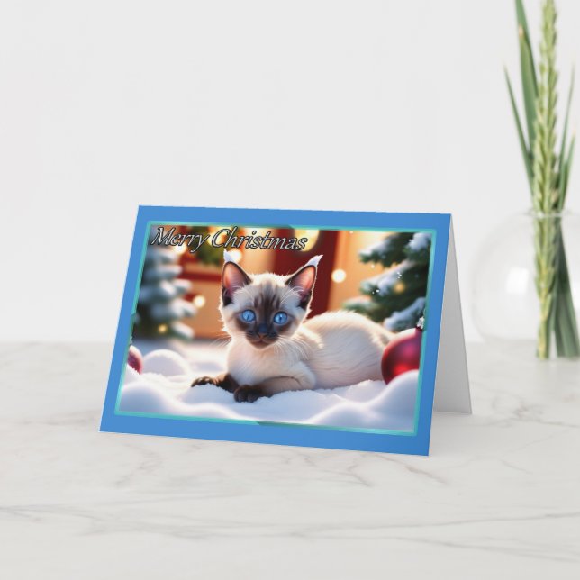Siamese Kitten Christmas Card (Front)