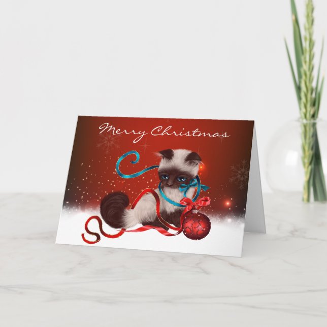 Siamese Kitten Christmas Card (Front)