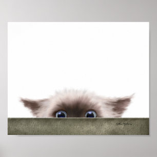 Siamese Kitten Stalking You Cartoon Poster