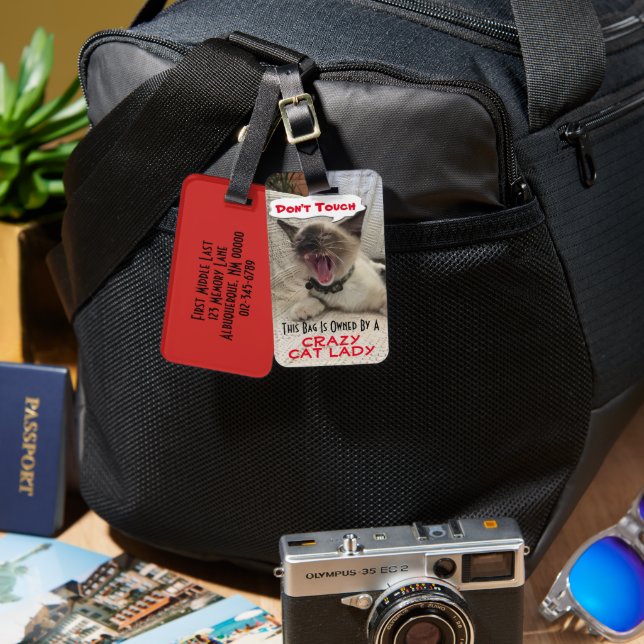 Siamese Kitten Warns Bag Owned By Crazy Cat Lady Luggage Tag (Front & Back)