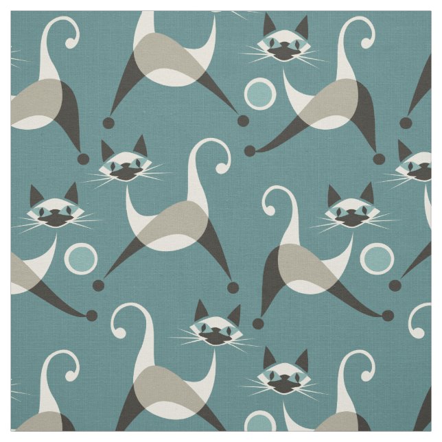 Siamese Kittens At Play Fabric (Swatch)