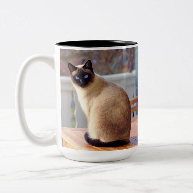 Siamese Kitty Cat Two-Tone Coffee Mug (Left)