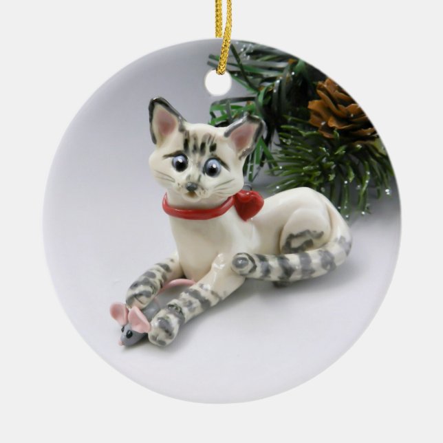  Siamese Lynx Point Cat Ornament (Front)