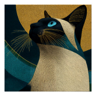 Siamese Mosaic Portrait Poster