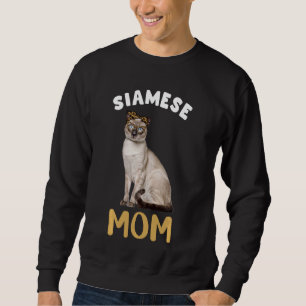 Siamese Mum Mama Cat Owner Leopard Print Kitty Ki Sweatshirt