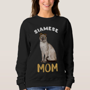 Siamese Mum Mama Cat  Owner Leopard Print Kitty Ki Sweatshirt