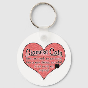 Siamese Paw Prints Cat Humour Key Ring