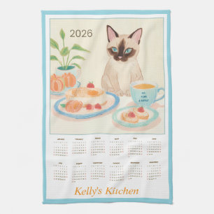 Siamese Paws & Tea Time Kitchen Towel Calendar