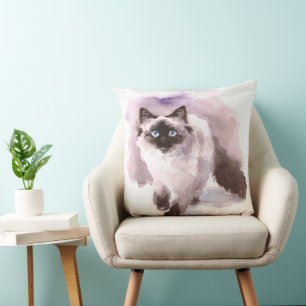 Siamese Ragdoll Watercolor Cat Walking Cushion