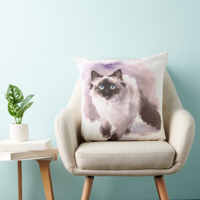 Siamese Ragdoll Watercolor Cat Walking Cushion (Chair)