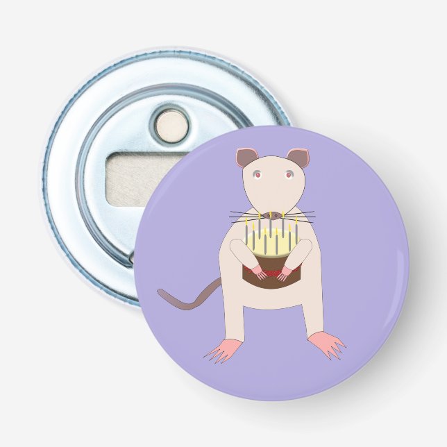 Siamese Rat with Birthday Cake Bottle Opener (Front)