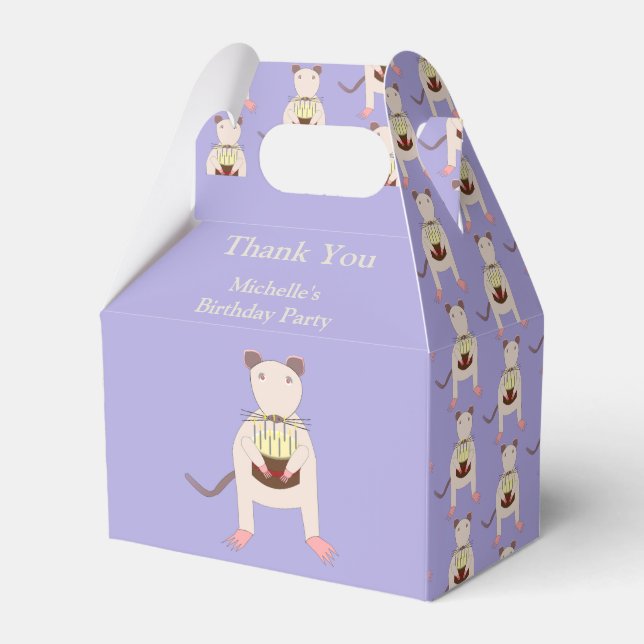 Siamese Rat with Birthday Cake Custom Favour Box (Front Side)