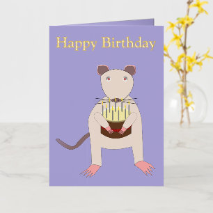 Siamese Rat with Birthday Cake Custom Foil Greeting Card
