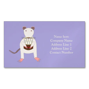 Siamese Rat with Birthday Cake Custom Magnetic Business Card