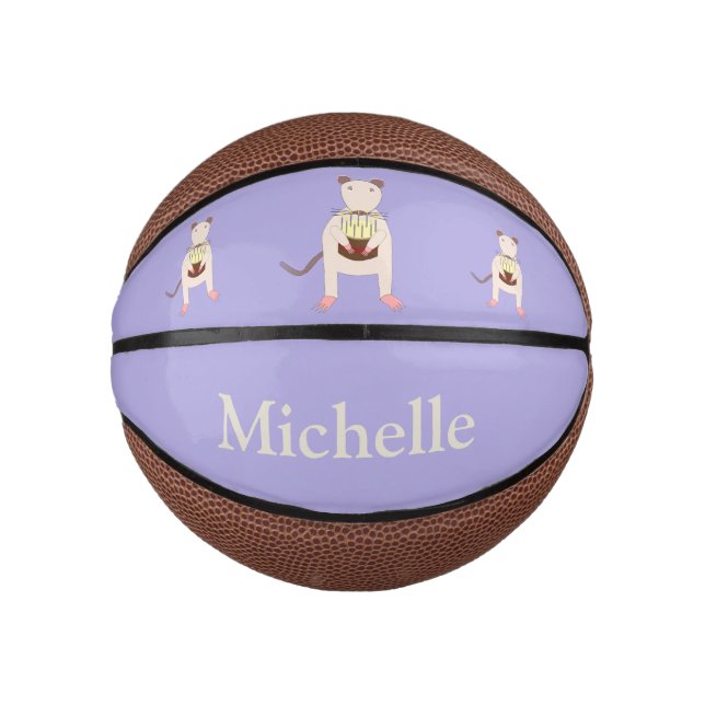 Siamese Rat with Birthday Cake Custom Mini Basketball (Front)