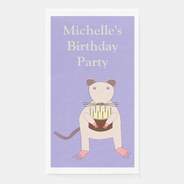 Siamese Rat with Birthday Cake Custom Napkin (Front)