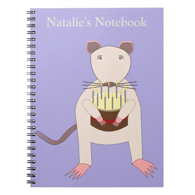 Siamese Rat with Birthday Cake Custom Notebook (Front)