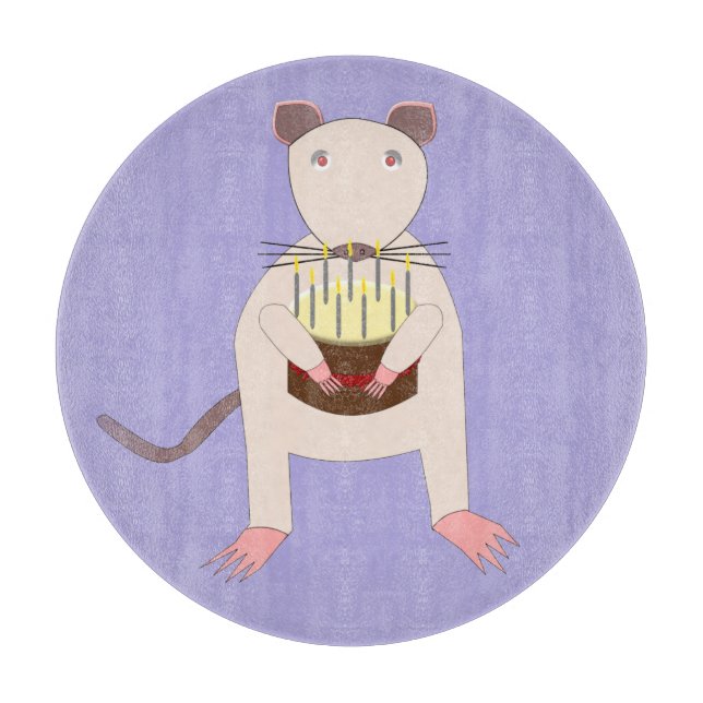 Siamese Rat with Birthday Cake Cutting Board (Front)