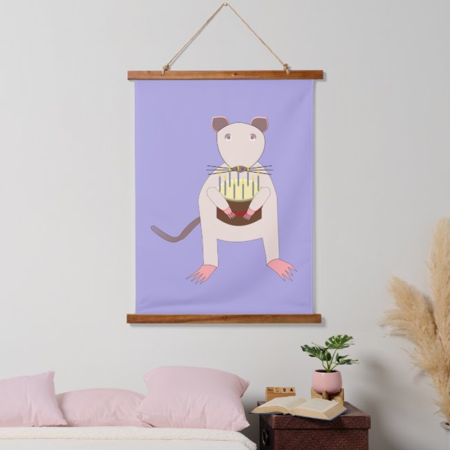 Siamese Rat with Birthday Cake Hanging Tapestry (Bedroom)