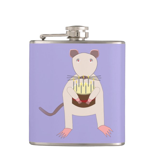 Siamese Rat with Birthday Cake Hip Flask (Front)