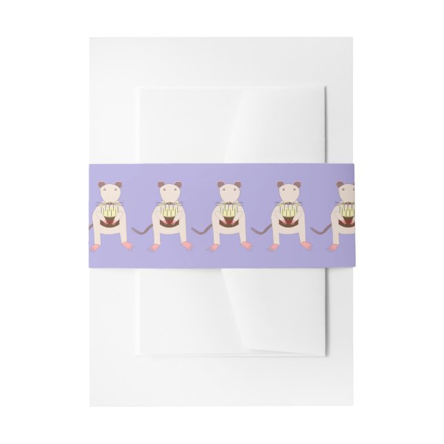 Siamese Rat with Birthday Cake Invitation Belly Band (Front Example)
