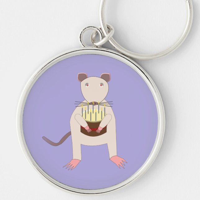 Siamese Rat with Birthday Cake Key Ring (Front)