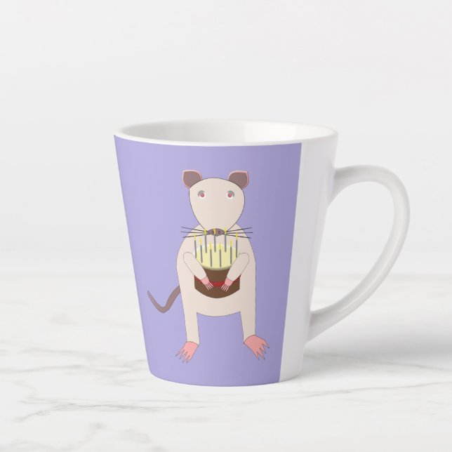 Siamese Rat with Birthday Cake Latte Mug (Right)