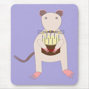 Siamese Rat with Birthday Cake Mouse Pad