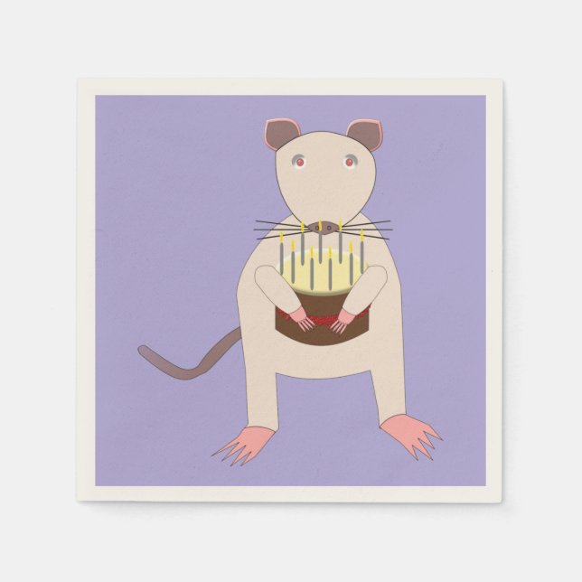 Siamese Rat with Birthday Cake Napkin (Front)