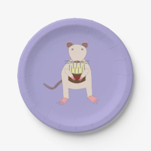 Siamese Rat with Birthday Cake Paper Plate