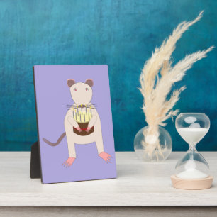 Siamese Rat with Birthday Cake Plaque