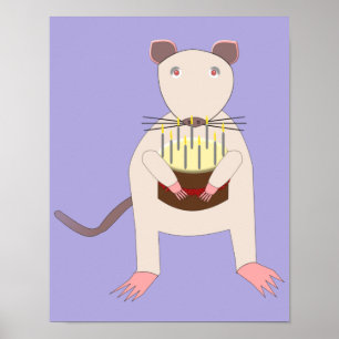 Siamese Rat with Birthday Cake Poster