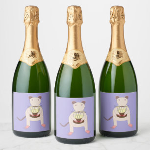 Siamese Rat with Birthday Cake Sparkling Wine Label